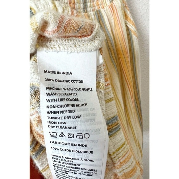 Prana Womens Size Large Tank Top Striped Organic Cotton Little Palm Cami Yellow - Picture 6 of 7